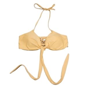 Frankie's Bikinis Multi Tie Swim Top Yellow Crochet Women's Small